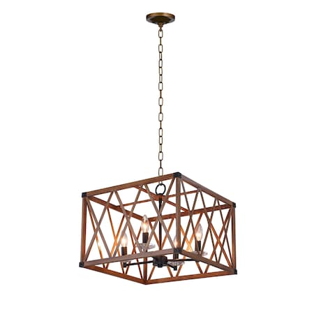 Cwi Lighting Marini 4 Light Chandelier With Wood Grain Brown Finish 1033P18-4-230